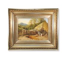 W Barton Original Oil on Canvas Waterfall Landscape Signed and Dated 1913 for sale  Shipping to South Africa