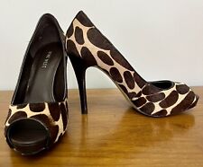 Nine West Calf Hair Platform Peep Toe Heels Size 7.5 for sale  Shipping to South Africa
