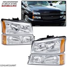 Farol de canto âmbar cromado + lâmpada de para-choque de sinal compatível com 2003-06 Chevy Silverado, usado comprar usado  Enviando para Brazil