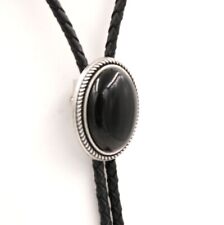 Gravata de pescoço feita à mão natural preta ônix pedra couro caubói ocidental comprar usado  Enviando para Brazil