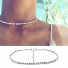 Moda Plateado Mujeres Ostentoso Estrás Gargantilla Collar Cristal Cuello Regalo segunda mano  Embacar hacia Argentina