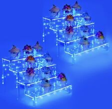 2 Clear Acrylic Display Riser With Blue LED Lights, Cupcakes, Figures, Cosmetics for sale  Shipping to United Kingdom