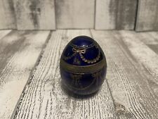 Russian Fabergé 2.50" Azul E Dourado Floral Ovo Vidro Gravado repita Stars & Dots, usado comprar usado  Enviando para Brazil