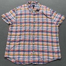 Usado, Camisa masculina J Crew 2XL azul rosa xadrez botão para cima mistura de linho slim fit preppy comprar usado  Enviando para Brazil