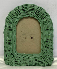 Vintage Shabby Chic Wicker Rattan Green Photo Frame Arched Window 6 x 8 for sale  Shipping to South Africa
