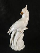 Vintage 7 3/8” White Glazed Porcelain Gold Cockatoo Parrot Germany for sale  Shipping to South Africa