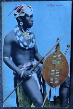 Southern Africa ZULU WARRIOR Zululand Postcard By S.P.G Pmk 1912 for sale  Shipping to South Africa