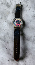 Reloj Betsey Johnson negro gato rosa lazo diamantes de imitación segunda mano  Embacar hacia Argentina