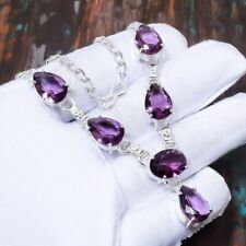 Collar de joyería de regalo de piedras preciosas de amatista hecho a mano 18" h846 segunda mano  Embacar hacia Mexico
