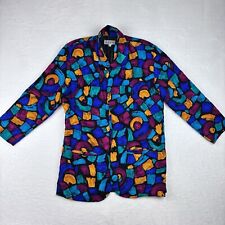Vintage 80s Pliers LTD Colorful Stained Glass Color Block Art Jacket Size Small for sale  Shipping to South Africa