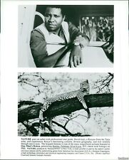 Foto de televisión Kenia 1990 Taita Tribesman Leopard aparece en un hombre 8X10 segunda mano  Embacar hacia Argentina