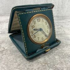 Reloj despertador de viaje vintage de 8 días Tiffany & Co. cuero verde segunda mano  Embacar hacia Argentina