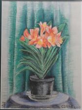 CLIVIA Flower - Framed Oil Pastel Painting by Great Auntie Thelma for sale  Shipping to South Africa