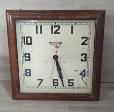 Reloj de pared vintage original Hammond sincrónico con estuche de madera Premier 15 x 15"" ¡Raro!, usado segunda mano  Embacar hacia Argentina