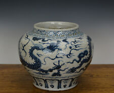 Vaso de porcelana antigo grande chinês estilo Ming dragão azul e branco comprar usado  Enviando para Brazil