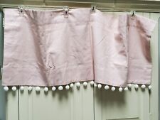 Restoration Hardware Baby & Child Pink Curtain Valance Pom Poms Linen & Cotton for sale  Shipping to South Africa