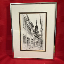 Pencil Drawing Art Sketch Framed Matted Heidelberg  Signed  1986 Vtg for sale  Shipping to South Africa