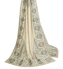 Sushila Vintage Creme Pura Seda Mandala Dupatta Madhubani Estampada Estola Longa comprar usado  Enviando para Brazil