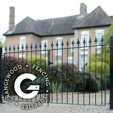 2.4m wide Black Wrought Iron Spear Top Metal Double Driveway Gates, used for sale  Shipping to Ireland