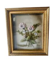 Vtg Edmond J Nogar Stereographic Hand Painted Oil on Layered Glass Pink Daisies for sale  Shipping to South Africa