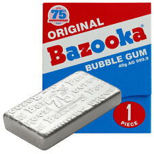 2022 75th Anniversary Bazooka Bubble Gum Shaped 40 gram .9999 Silver Bar PAMP for sale  Narragansett