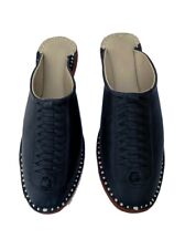 Mens genuine leather clogs shoes mules leather sole handmade in India in Black for sale  Shipping to South Africa