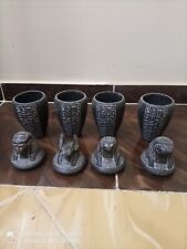 Antique ANCIENT EGYPTIAN STATUE Four Canopic Jars Set  Horus Black Granite, used for sale  Shipping to South Africa