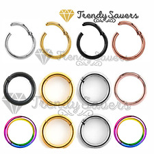 Used, Quality Septum Clicker Tragus Hinged Segment Nose Ear Ring Titanium 1.2mm/1.6mm for sale  Shipping to South Africa