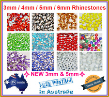 100/250 Coloured 3mm / 4mm / 5mm / 6mm Rhinestones Diamante Arts Non-Hotfix for sale  Shipping to South Africa