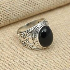 Anillo llamativo de piedras preciosas de ónix negro plata esterlina 925 para hombre todas las tallas R264 segunda mano  Embacar hacia Argentina