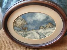 Vtg 1970's 2 Landscape Oil Paintings Wood Oval Frames Ted Sizemore Mid Century, used for sale  Shipping to Canada