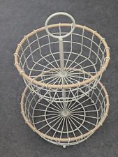 2 Tier Metal Wire Basket Fruits Vegetables Display Stand Freestanding Beige , used for sale  Shipping to South Africa