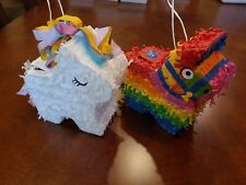 2 mini piñatas. Llama blanca unicornio y arco iris segunda mano  Embacar hacia Argentina