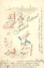 Postal de fantasía fantasía fantasía conejos suerte en relieve 1899 segunda mano  Embacar hacia Mexico