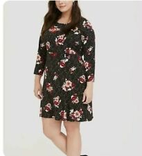 Torrid 0 Dress Black Leopard Floral Challis Mini Plus Size Long Sleeves 12 Large for sale  Shipping to South Africa