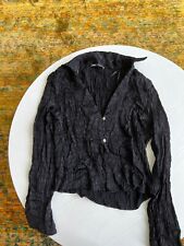 Camisa Zara preta acolchoada cropped de seda com dois botões opala na frente comprar usado  Enviando para Brazil