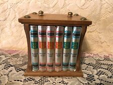 Vintage Wood Encyclopedia Books Coaster Set Of 6 With Bookshelf Style Holder  a2 for sale  Shipping to South Africa