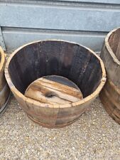 HOGSHEAD very LARGE Half Whiskey Barrel Oak Planter Wooden Flower Garden Pot Tub for sale  Shipping to South Africa