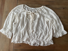Blusa feminina Trina Turk de seda gola barco XL semi transparente marfim top camisa relaxada comprar usado  Enviando para Brazil