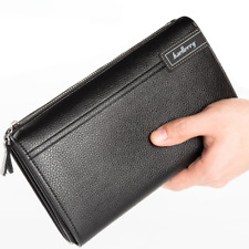 Carteira masculina de couro grande capacidade com zíper bolsa de mão casual empresarial comprar usado  Enviando para Brazil