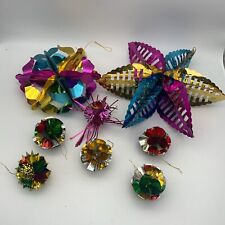 Used, Vintage Foil Christmas Decorations Hanging Pom Poms Retro 1980s  for sale  Shipping to South Africa
