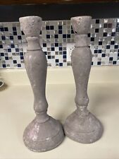 Set of 2 Candlesticks for Pillar Candles Candle Holders Gray Concrete Plaster for sale  Shipping to South Africa