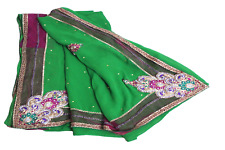 Vestido indio bordado sari vintage usado tela artesanal material sari georgette segunda mano  Embacar hacia Mexico