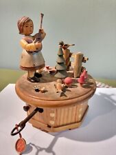 Vtg ANRI Music Box Edelweiss Thorens Swiss Movement Hand Carved Painted Rotates, used for sale  Lancaster