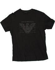 Camiseta gráfica masculina EMPORIO ARMANI 2XL preta algodão BM68 comprar usado  Enviando para Brazil