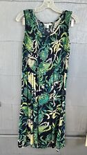 Vestido Croft & Barrow Sun Feminino M Verde Azul Smocked Tropical Midi Sem Mangas comprar usado  Enviando para Brazil