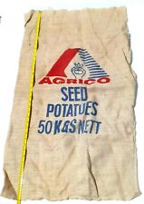  Large Hessian Seed Potatoes Sack 50kg size 'Agrico' Pre Owned, Vintage for sale  Shipping to South Africa