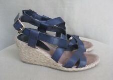 Jones Bootmaker Navy blue leather espadrilles sandals wedge heel size 39 / 6 myynnissä  Leverans till Finland