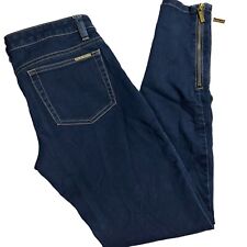 Adesivo Michael Kors jeans skinny zíper perna tornozelo bainha tamanho 2 elástico lavagem escura, usado comprar usado  Enviando para Brazil