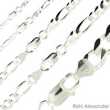 Real Sterling Silver Mens Boys Figaro Solid Chain Bracelet or Necklace 925 Italy segunda mano  Embacar hacia Argentina